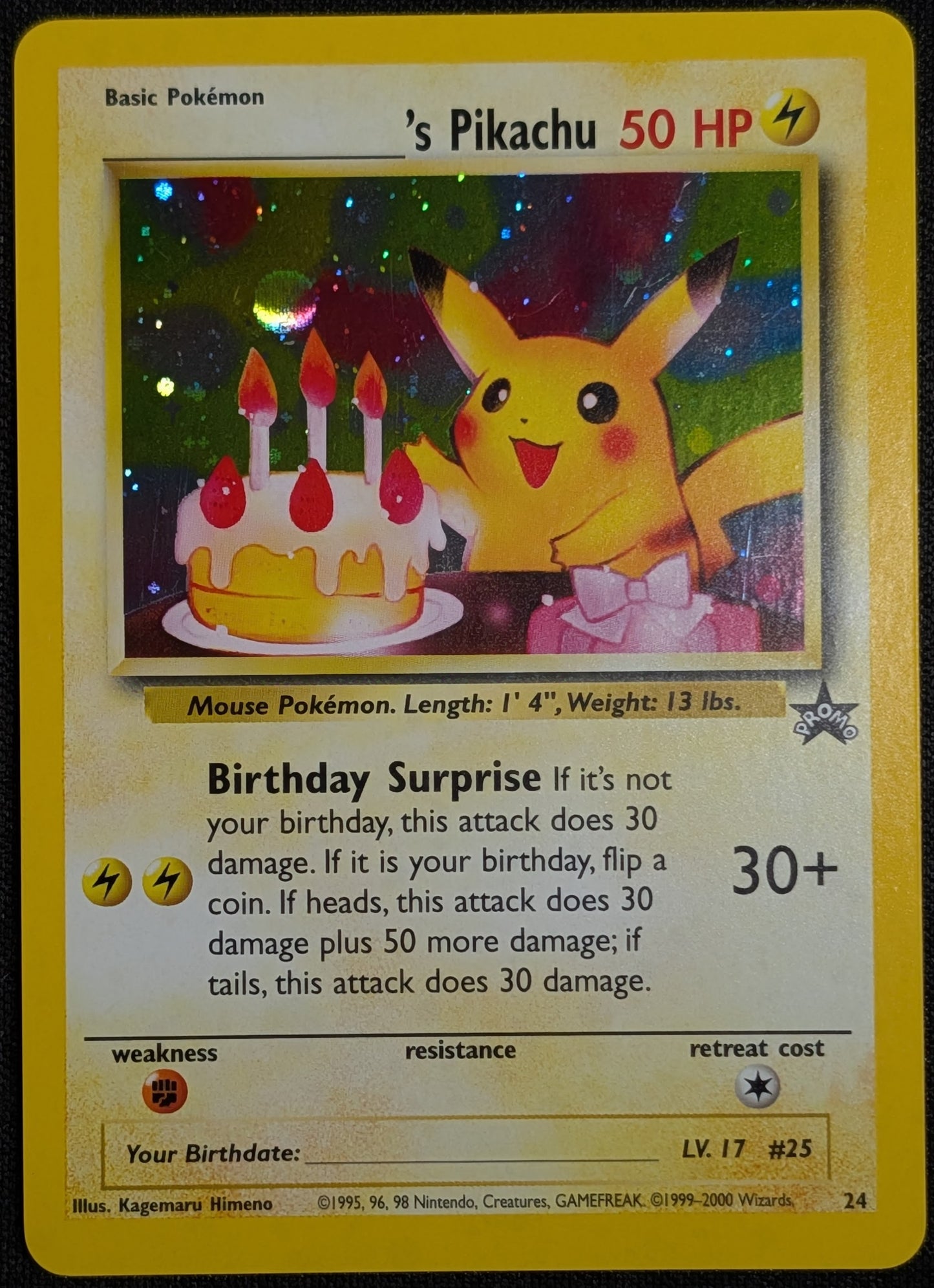 Birthday Pikachu - WoTC Promo - Lightly Played